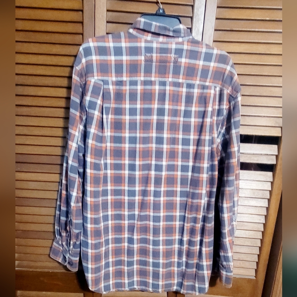 Duluth Trading Co Mens Gray and Orange Plaid/flannel Button Up Shirt. Size MED - Picture 6 of 8